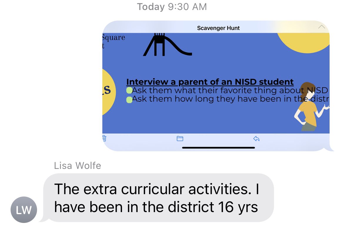Welcome back teachers! Photo Scavenger Hunt-  15pts        <a href="/LanceElementary/">Lance Thompson Elementary (NISD)</a> <a href="/NorthwestISD/">Northwest ISD</a>  #growingleaders Happy NISD families!