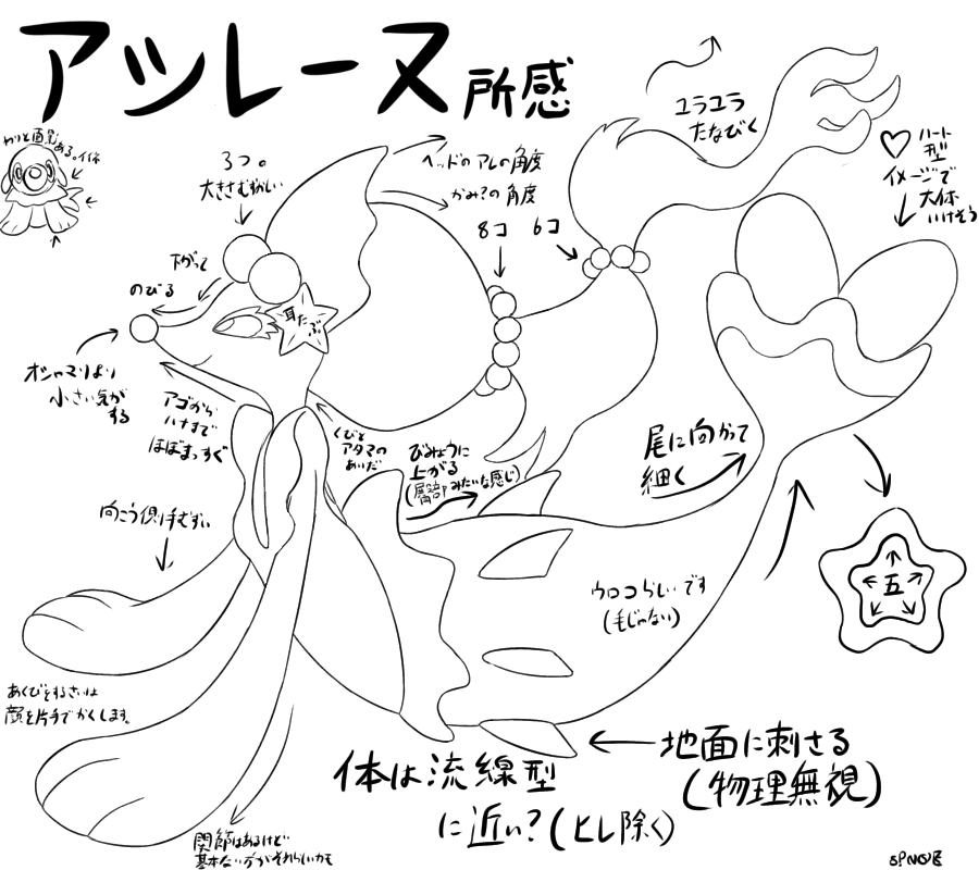 アシレーヌの資料を見て思った事や自分で描いていて感じた事のメモです〜
あくまで個人的な所感によるものなので参考にはならないかも知れません。(これが正解というものでもありませんので…)

#アシレーヌ 