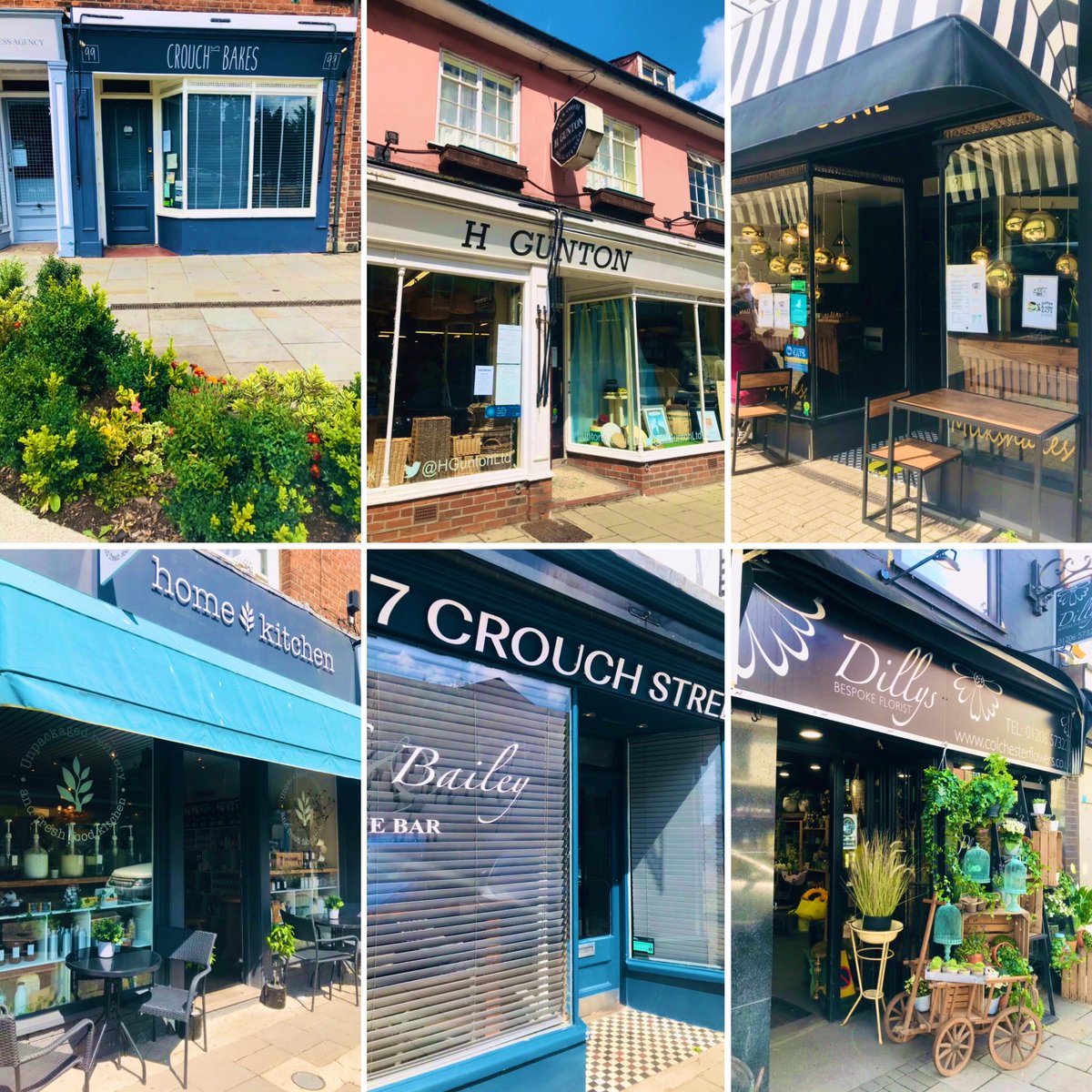 The #indies of Crouch Street looked lovely in the sunshine today 🤩

<a href="/HGuntonLtd/">H Gunton</a> <a href="/CrouchStNews/">Crouch Street News</a> <a href="/DillysFlorist/">Jo Dillworth</a> <a href="/StockandBailey/">Stock & Bailey</a> 
#shoplocal #colchester #shopsmall