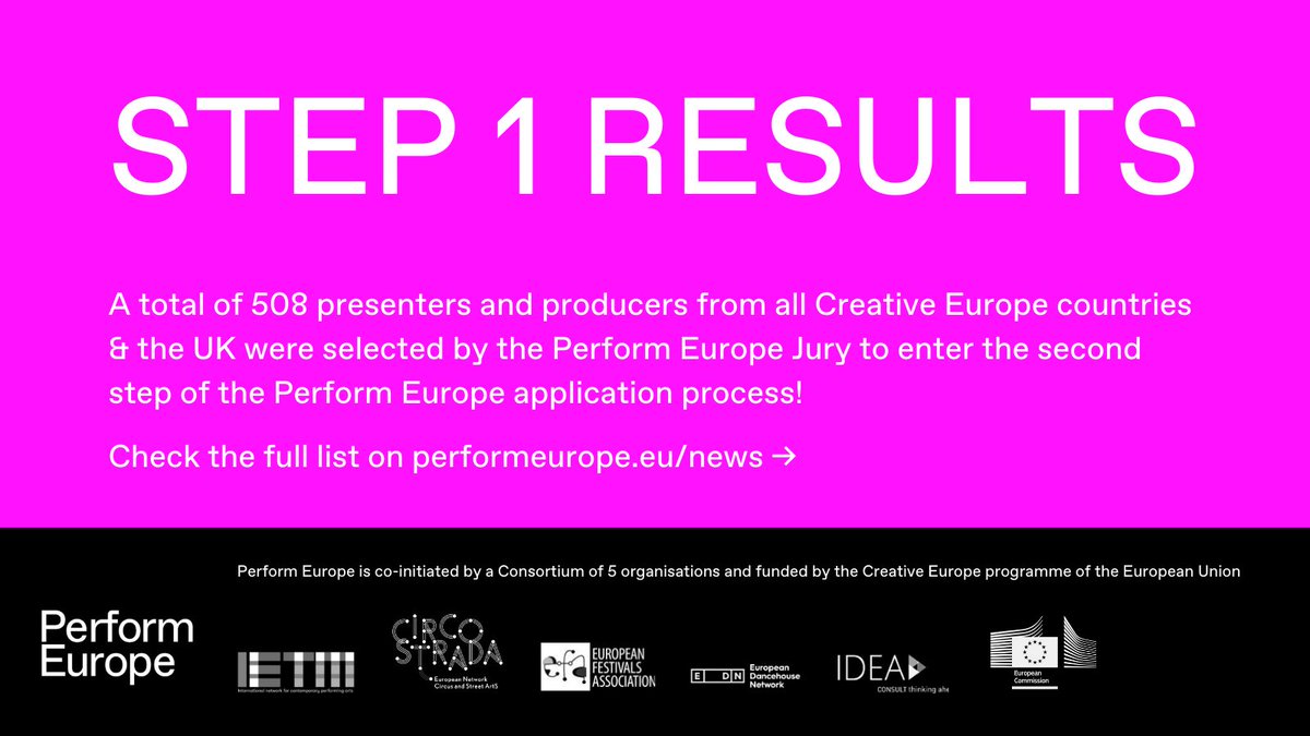 PerformEurope's tweet photo. Our Jury made their decision 🚀

508 presenters and producers from all 40 @europe_creative countries + UK representing all #PerformingArts disciplines will take part in the step 2 of the Perform Europe journey!

Check the full list of selected candidates: https://t.co/pZ9GQKYQdJ https://t.co/y0e3uqlQq2