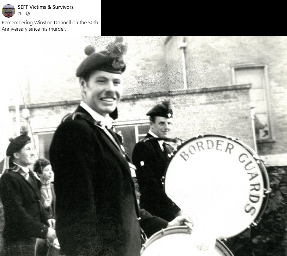 "On this the 50th anniversary of the murder of the first member of the Ulster Defence Regiment, Winston Donnell, murdered by IRA cowards, I am thinking of his family and all the families of the innocent victims murdered by terrorists within our community," Rosemary Barton MLA