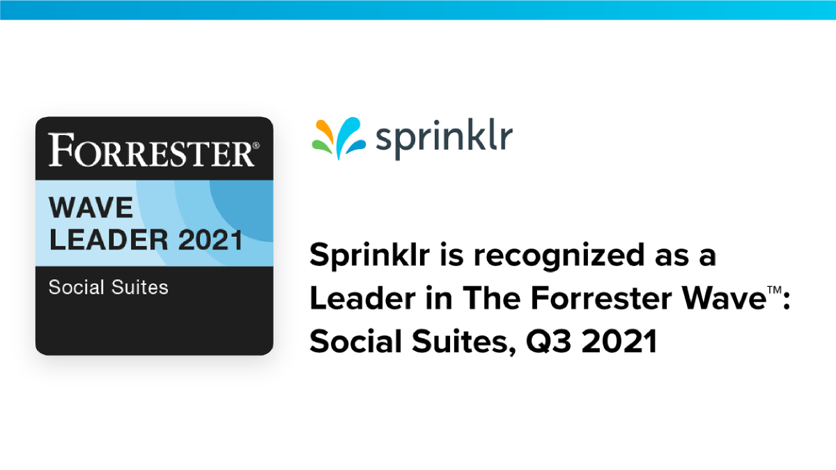 Sprinklr's tweet photo. Sprinklr is named a Leader in The @forrester Wave™: Social Suites Q3 2021! 

The Forrester report says, “Sprinklr competes by offering a formidable and intensely customizable unified platform.”

Get the report: ➡️ https://t.co/0fRrQdCeUE #UnifiedCXM https://t.co/SCY4OgipDV