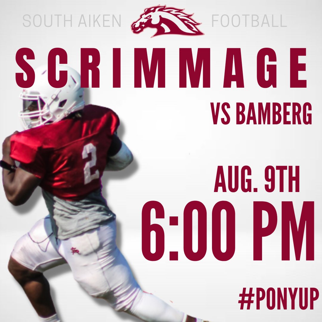 TBredFootball's tweet photo. Scrimmage tonight vs Bamberg  at the Stomping Grounds @ 6:00

#PonyUp https://t.co/XjvquwGA48