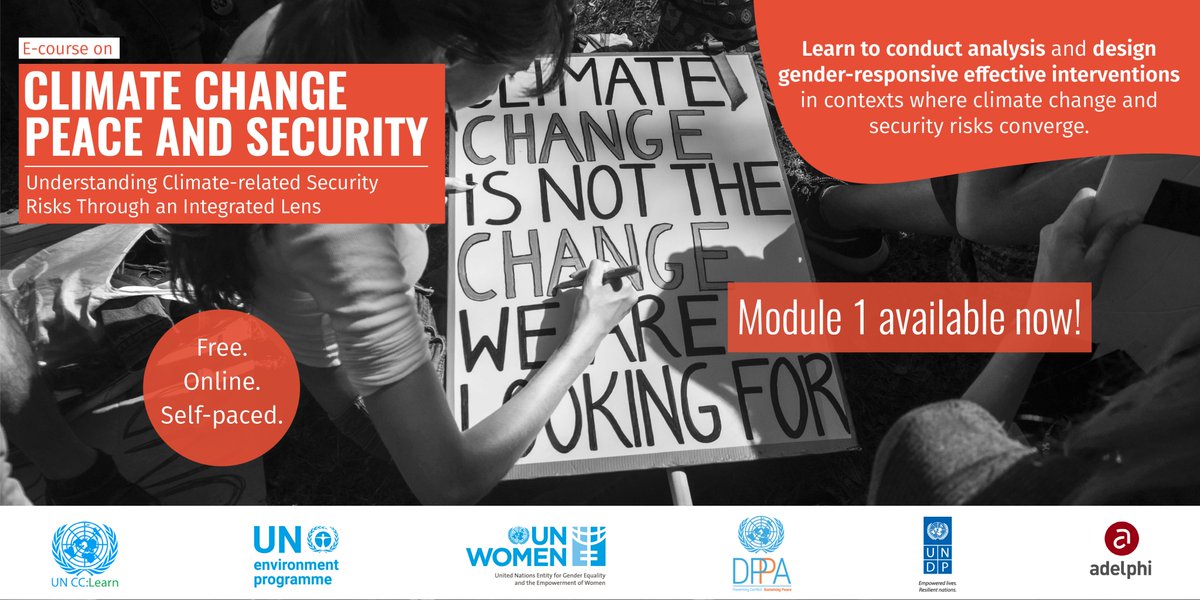 #DYK that more people are internally displaced by natural hazards than by violence and conflicts?
@UNCCLearn @UNEP @UN_Women @UNDP @UNDPPA and @adelphi_berlin have developed a free online course unpacking the linkages between #ClimatePeaceSecurity 👇
unccelearn.org/course/view.ph…