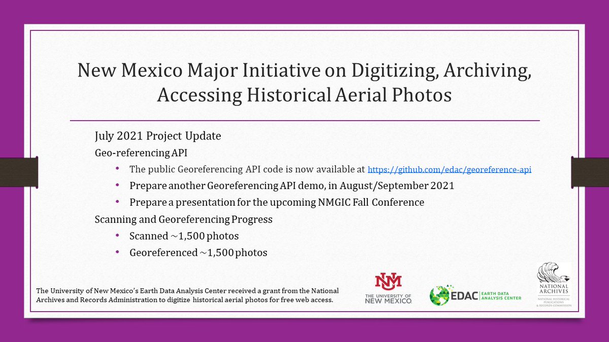 NARA Project Update: July 2021 
<a href="/UNM/">Univ. of New Mexico</a> , <a href="/NHPRC/">NHPRC</a> 
 #aerialphotography #georeferencing #NewMexico