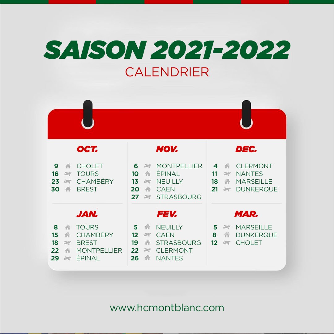 CALENDRIER 📅

Le calendrier 2021-2022 est arrivé 💥

Les Yétis attaqueront la saison à domicile le 09 octobre contre les Dogs de Cholet 🟢🔴

Quand à vous supporters, on vous donne rendez-vous le 8 septembre pour le premier match de préparation contre Chamonix 👊