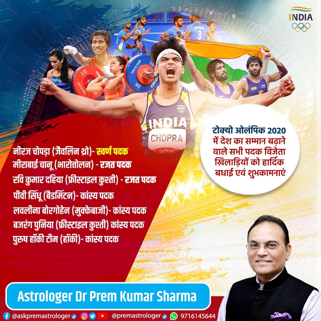 premastrologer's tweet photo. टोक्यो ओलंपिक 2020 में अब तक के इतिहास में भारत का सबसे बेहतरीन प्रदर्शन रहा, एक गोल्ड सहित कुल 7 मेडल दिलाकर खिलाड़ियों ने देश का गौरव बढ़ाया है। सभी पदक विजेता खिलाड़ियों को हार्दिक बधाई एवं उज्ज्वल भविष्य की शुभकामनाएं। 😇🙏🙏
#FirstGoldToIndia #TokyoOlympics #Tokyo2020 https://t.co/Ow5c9try9Z