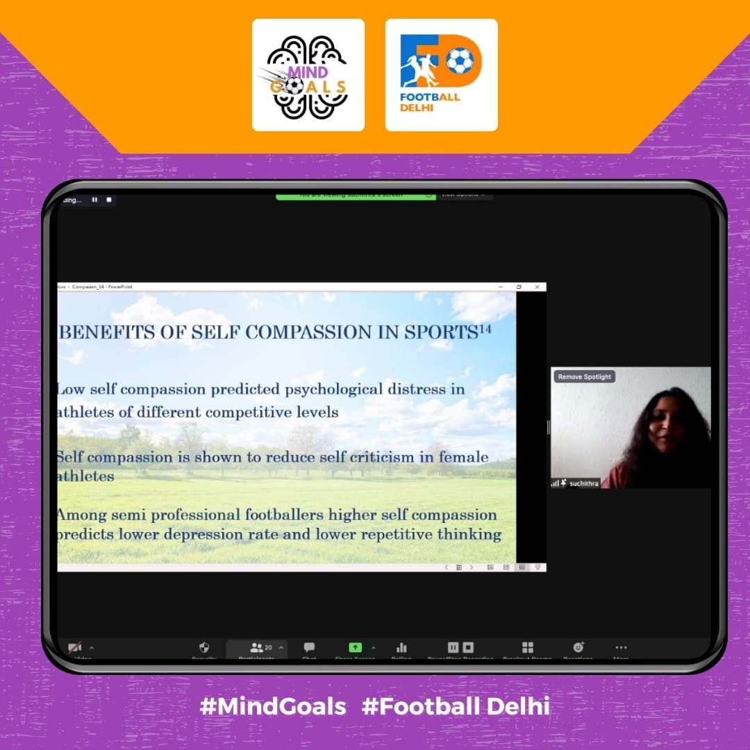 FootballDelhi's tweet photo. Thank you Suchithra for teaching us the true meaning of compassion and it's benefits in sport. ✨

#footballdelhi #mindgoals https://t.co/LGejgKtVJ3