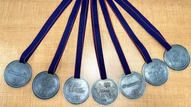 LaceyMakerSpace's tweet photo. We made these medals for the Thurston EDC's Hootenanny. Congratulations to Taylor Shellfish Farms, Sofie's Scoops, TVW, Serendipity Children's Center, Morningside and Olympia Symphony Orchestra for your "Economic Courage" in overcoming challenges encountered during the pandemic! https://t.co/9X62f8S4DX