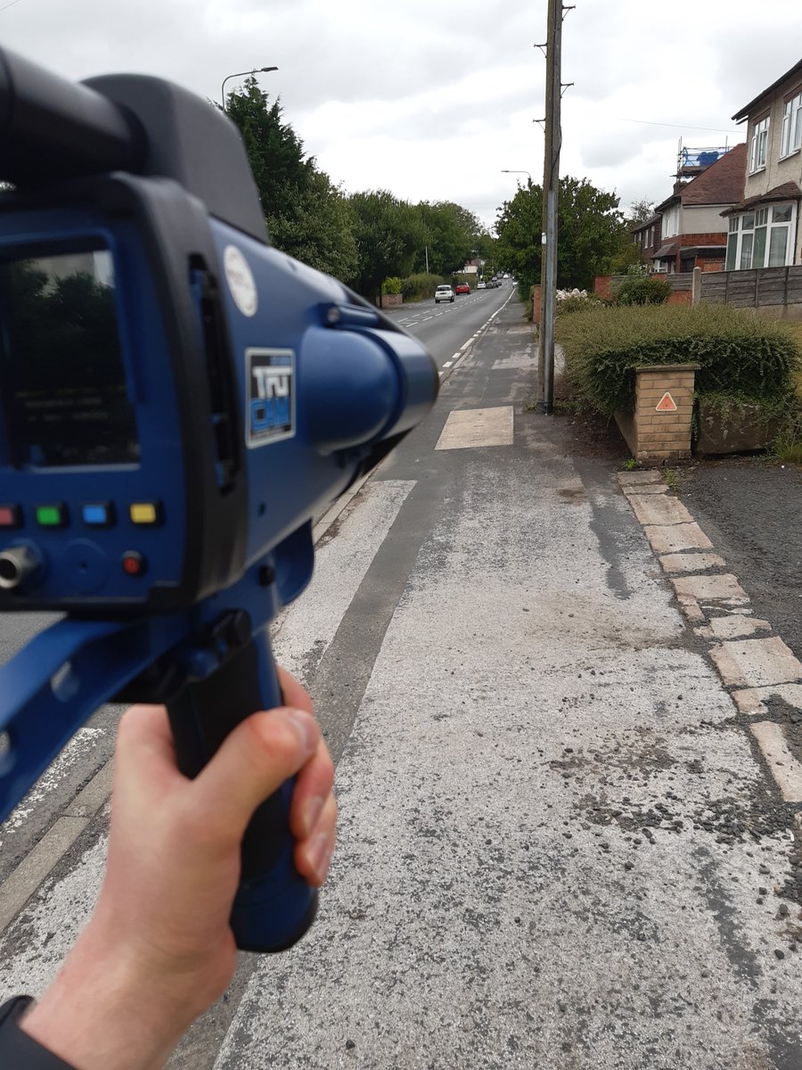 BrokCrUptonPol's tweet photo. This afternoon, PCSO Barlow deployed the truecam on Chelford Road. In one hour, 15 vehicles were caught speeding. The highest speed recorded was 45mph in a 30mph limit. They will be hearing from us. #Truecam #Speedwatch https://t.co/pjlevBCfvy