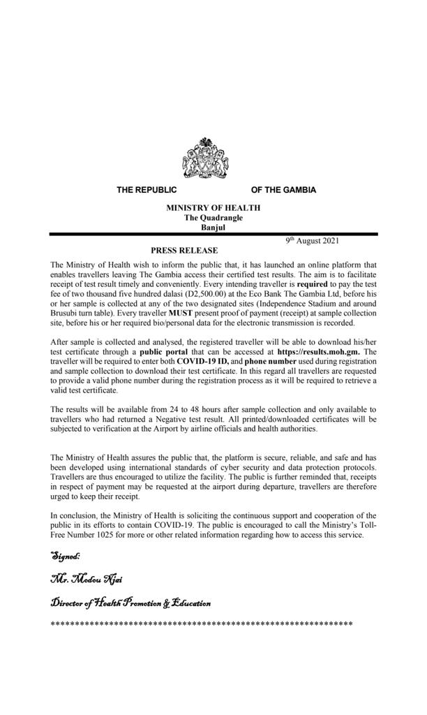 Ministry of Health Gambia tweet media