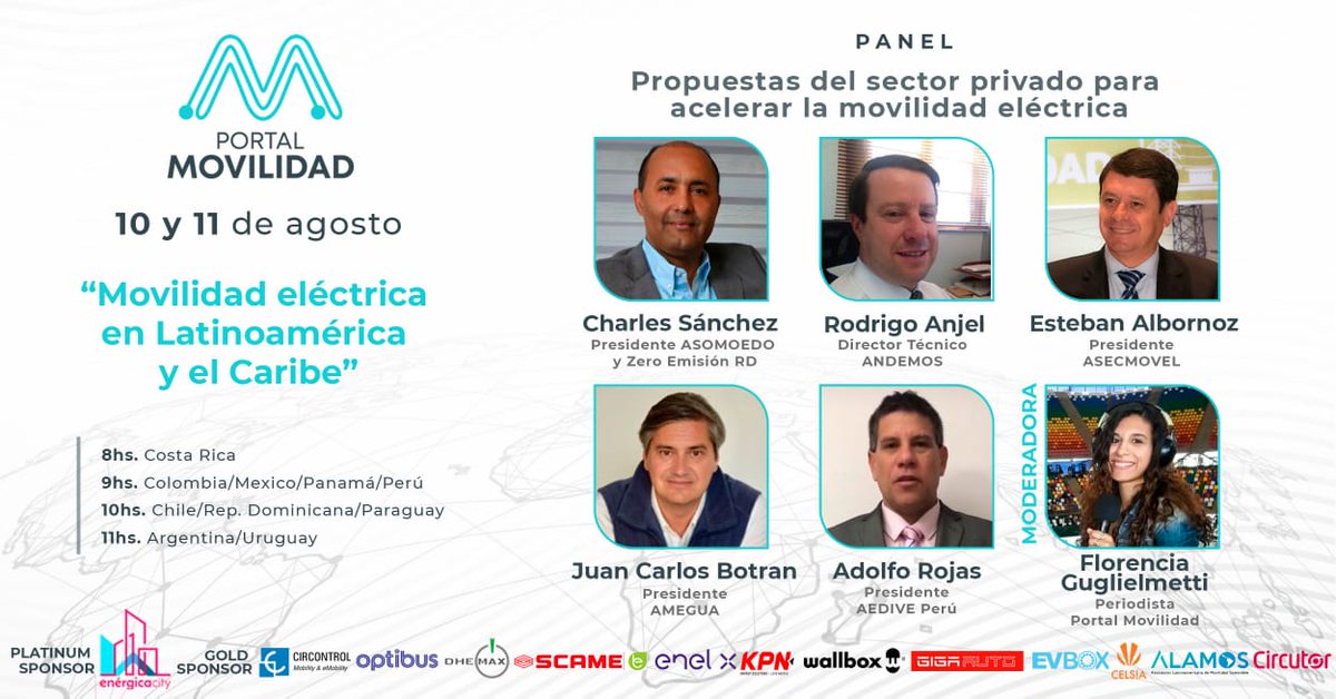 📣 Este miércoles el Especial Movilidad Eléctrica en Latinoamérica y Caribe tendrá una mesa de debate con dirigentes de distintas asociaciones de la industria para conversar sobre el accionar del sector privado para acelerar la electromovilidad.

Registro bit.ly/3kL9obR