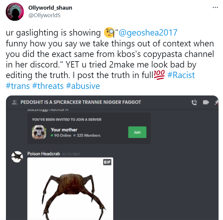 geoshea2017's tweet photo. @ultriax logged out to screenshot the tweet since i'm blocked as well but here you go.

he tries to "debunk" the fact his mother got involved yet in the full screenshot, it still shows that he got his mother involved in his fighting. https://t.co/1uewxnT4lG