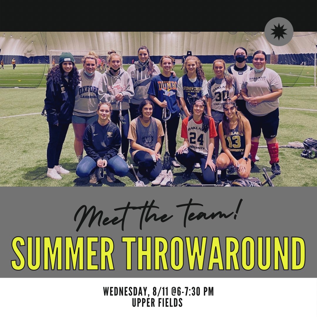 MEET THE TEAM!! we’re having a little pre season throwaround this wednesday on the upper fields. join us from 6-7:30 pm if you’re interested in trying out this fall 🤞

can’t make it but still interested in joining? email our vice president lauren at laurenkarmo@oakland.edu 😮‍💨🤪