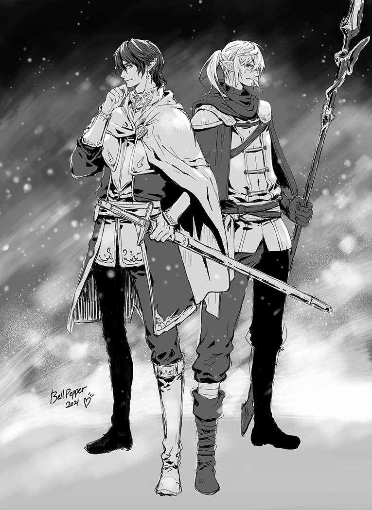 BellPepperArt's tweet image. I'm inking some of my old sketches! I tried to give them different outfits... 💗
#Aymeric #Estinien #Estimeric #アイエス #エスアイ #FFXIVART