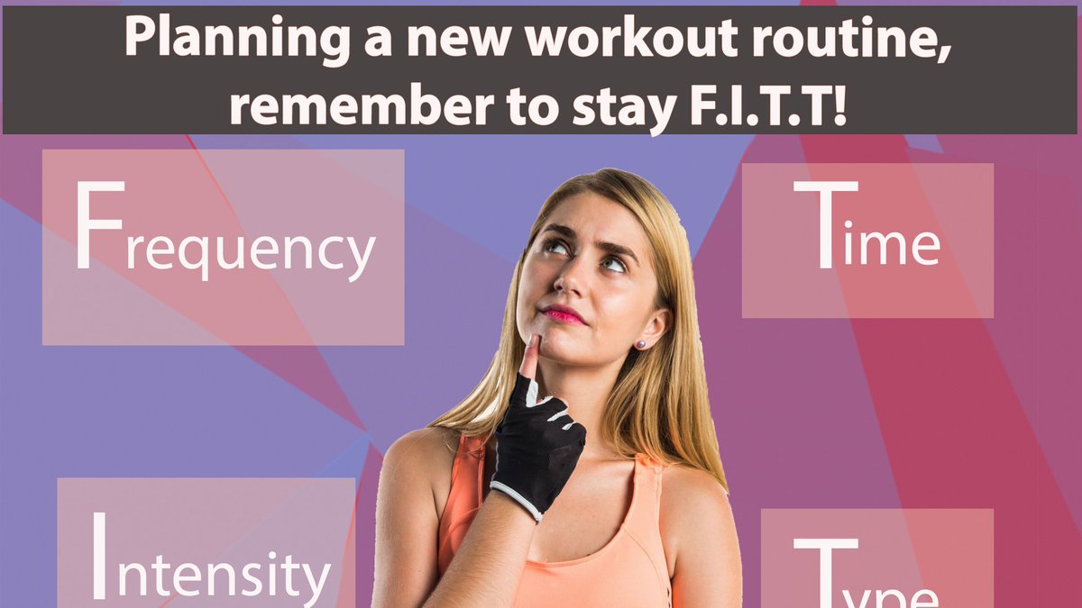 Frequency (how often) 3-5 days a week
-
Intensity (how hard) 65-90% of heart rate max, or within the target heart rate range for your age.
-
Time (how long) 20-60 min/session; 150 min/week
-
Type (what exercises) walking, jogging, running, biking, swimming, etc.

#workout #Health