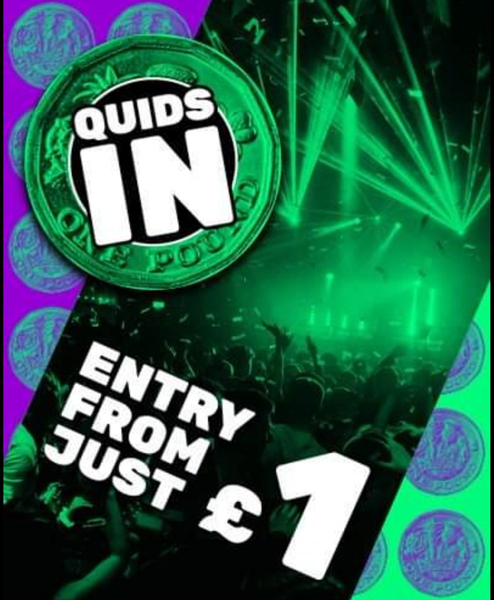 It's Back

Tonight it's the return of QUIDS IN! 🪙 

Student drinks offers 

Open at 10pm

Tickets still available on Fixr

#partytime #Students #swansea pic.x.com/SHLCCyZ97e