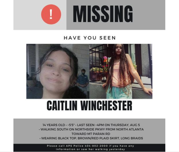 CherylPreheim's tweet photo. Caitlin is 14. She went missing on her 1st day of school at North Atlanta High. Her parents have been out handing out pamphlets &amp; there's a $100K reward for info.

Let's keep spreading the word and pray she comes home safe - and soon. #11Alive @11AliveNews https://t.co/C7bSKn4nyR