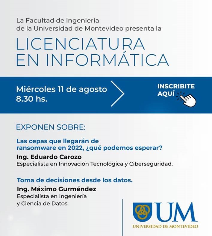 ⭐Nuevo lanzamiento: Licenciatura en Informática. Este miércoles 11 de agosto a las 8:30 h en vivo transmisión desde el World Trade Center.
Toda la info acá: bit.ly/NuevaLicenciat…
¡Registrate!
👉um.edu.uy/lanzamiento-li…