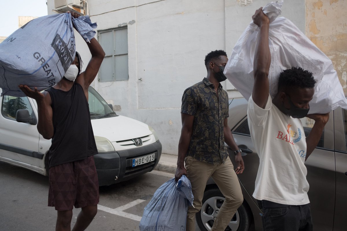 The #ElHiblu3 carry sacks of letters, wishing them support and calling on #Malta's AG to drop the charges against them. Lamin says reading them is what stops him from giving up entirely.
Last June for BBC. The written story is published today: bbc.com/news/world-579…