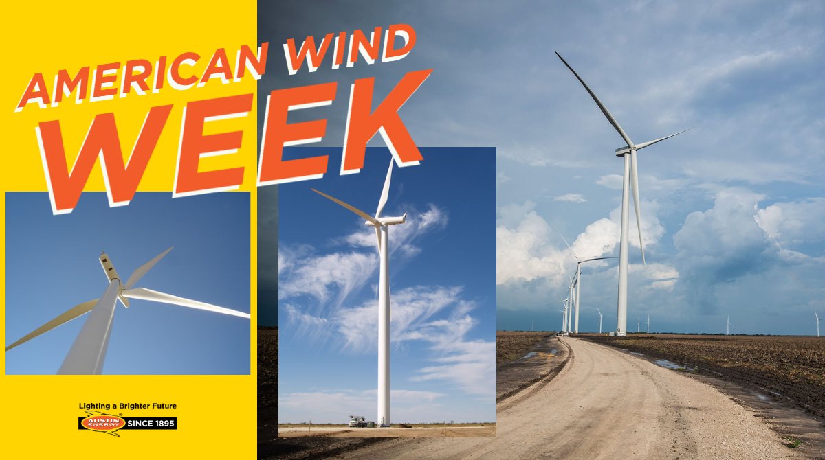 austinenergy's tweet photo. It's #AmericanWindWeek and we are excited to celebrate #WindPower! Austin Energy is one of the few utilities in TX buying significant wind power generation.
🌬️ Check back this week as we share more information about our wind resources: https://t.co/WMhyEEW5Q2 https://t.co/lgyidhOhjO