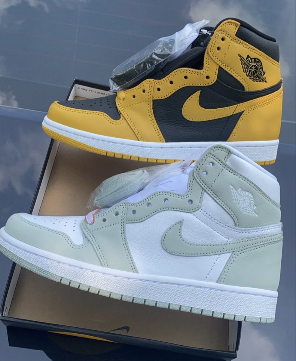 Thesneakergazer's tweet photo. Jordan 1s OG Pollen and Jordan 1s Seafoams 1s I have only a few sizes left so first come first serve on the rest 🧼🤟🏾💪🏽👌 #shoeplug #jordanplug https://t.co/njm6PtQbIx