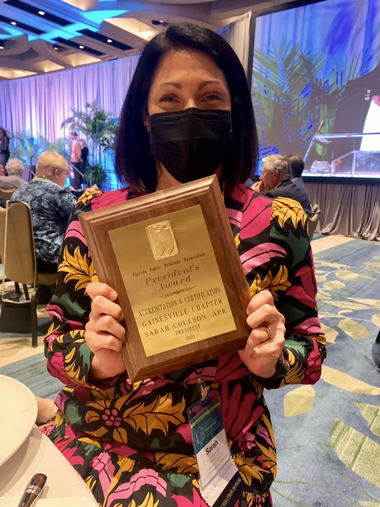 “It’s an honor to support the professional growth of our members,” said @sarahacoulson, @FPRA_GNV chapter president. 

**President’s Award: Accreditation & Certification**
#transformFPRA