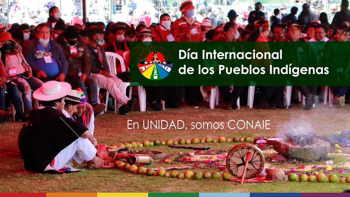CONAIE_Ecuador's tweet photo. En el Día Internacional de los #PueblosIndígenas para los 18 pueblos y 15 nacionalidades del Ecuador, parte de los 476 millones de pueblos indígenas del mundo, queremos garantías para ejercer nuestros derechos, proteger nuestros territorios y formas de vida.

#SomosCONAIE https://t.co/NXnVzUL3pl