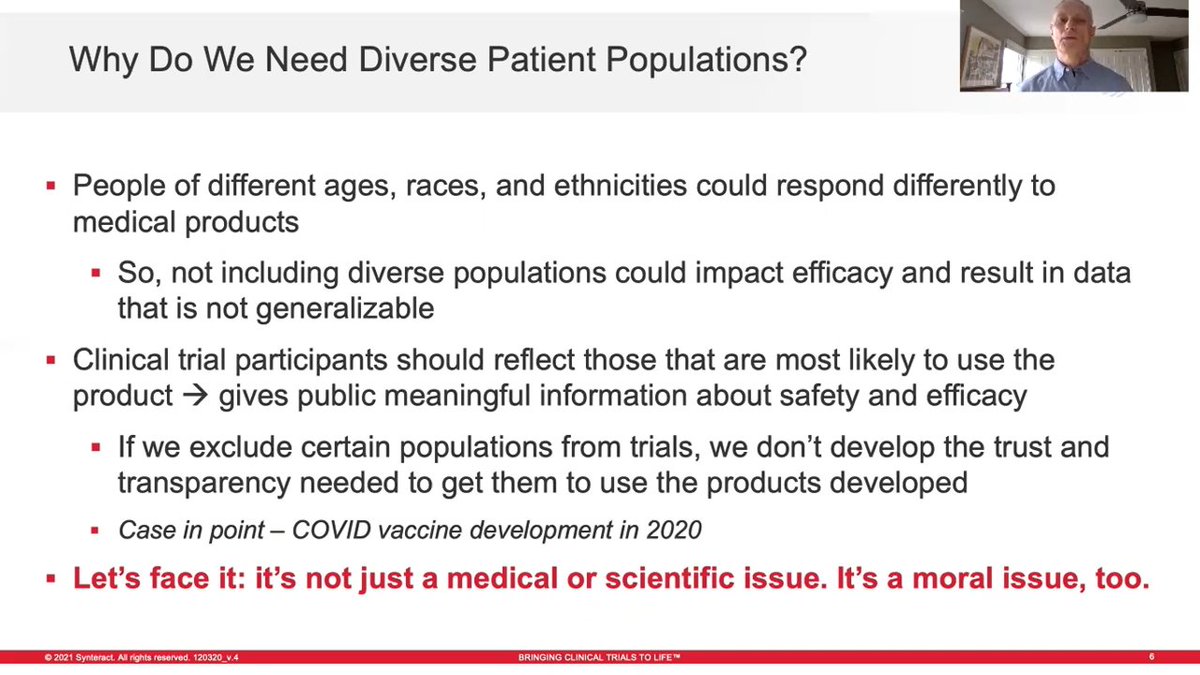 "Let's face it: It's not just a medical or scientific issue. It's a moral issue, too."  - Scott Treiber, on how we can move the needle on diversity, equity and inclusion in #ClinicalTrials. #DEI #DiversityAndInclusion #ClinicalResearch

vimeo.com/531044021
