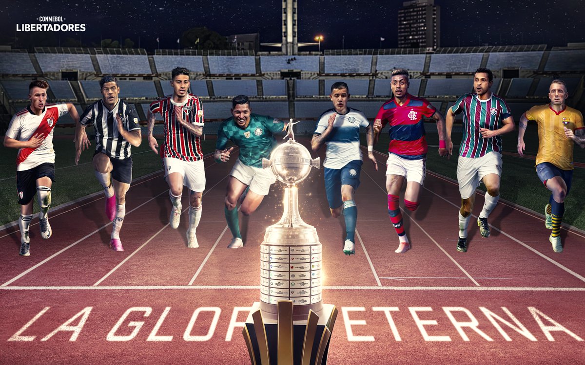 Libertadores's tweet photo. 😍 ¡La carrera por la #GloriaEterna! Vuelven las noches de Copa: comienzan los cuartos de final de la CONMEBOL #Libertadores.

🥇 ¿Quién se subirá a lo más alto del podio? https://t.co/zDzEggN7d2