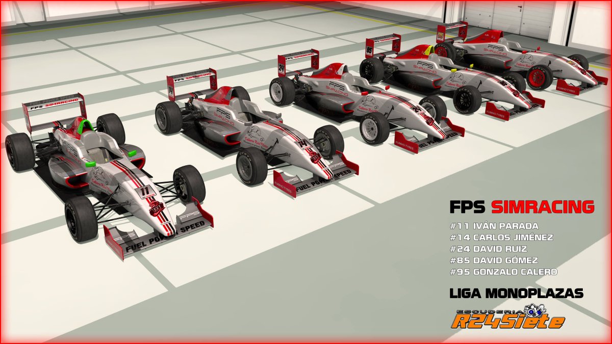 _CarlosJD_'s tweet photo. Ya están preparados los Tatuus del equipo FPS Simracing para la próxima Liga Monoplazas organizada por @Race24siete:

#11 @IvanowskiiiCSGO 
#14 @_CarlosJD_ 
#24 @Deivid16v 
#85 @pepuartesa 
#95 @GonzaloCalero 

¡Suerte a todos! https://t.co/rhT3GT2n4h