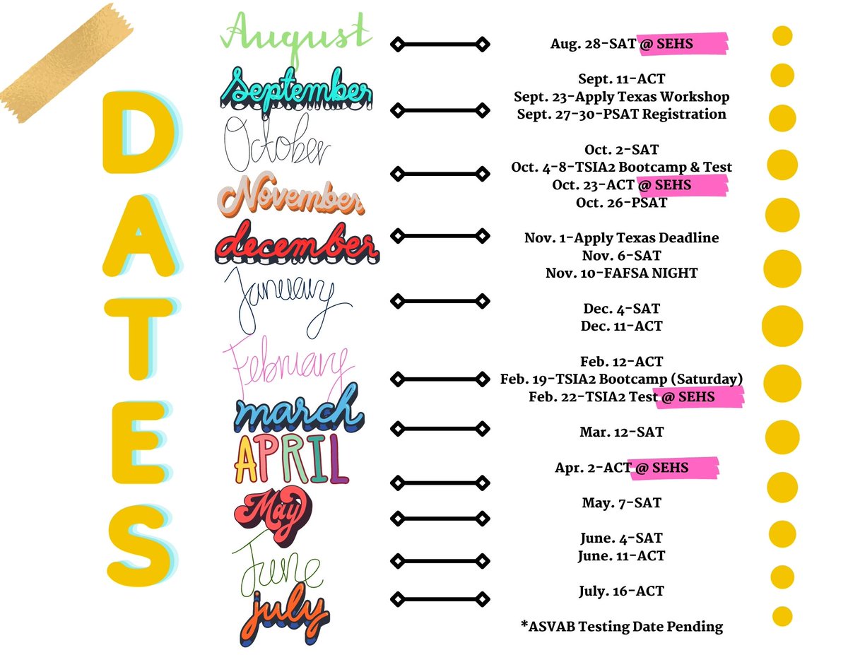 <a href="/SanElizarioHS/">San Elizario High School</a> Dates you must know ‼️ Need more info. stop by to room 400 🙋‍♀️#sehsthebest