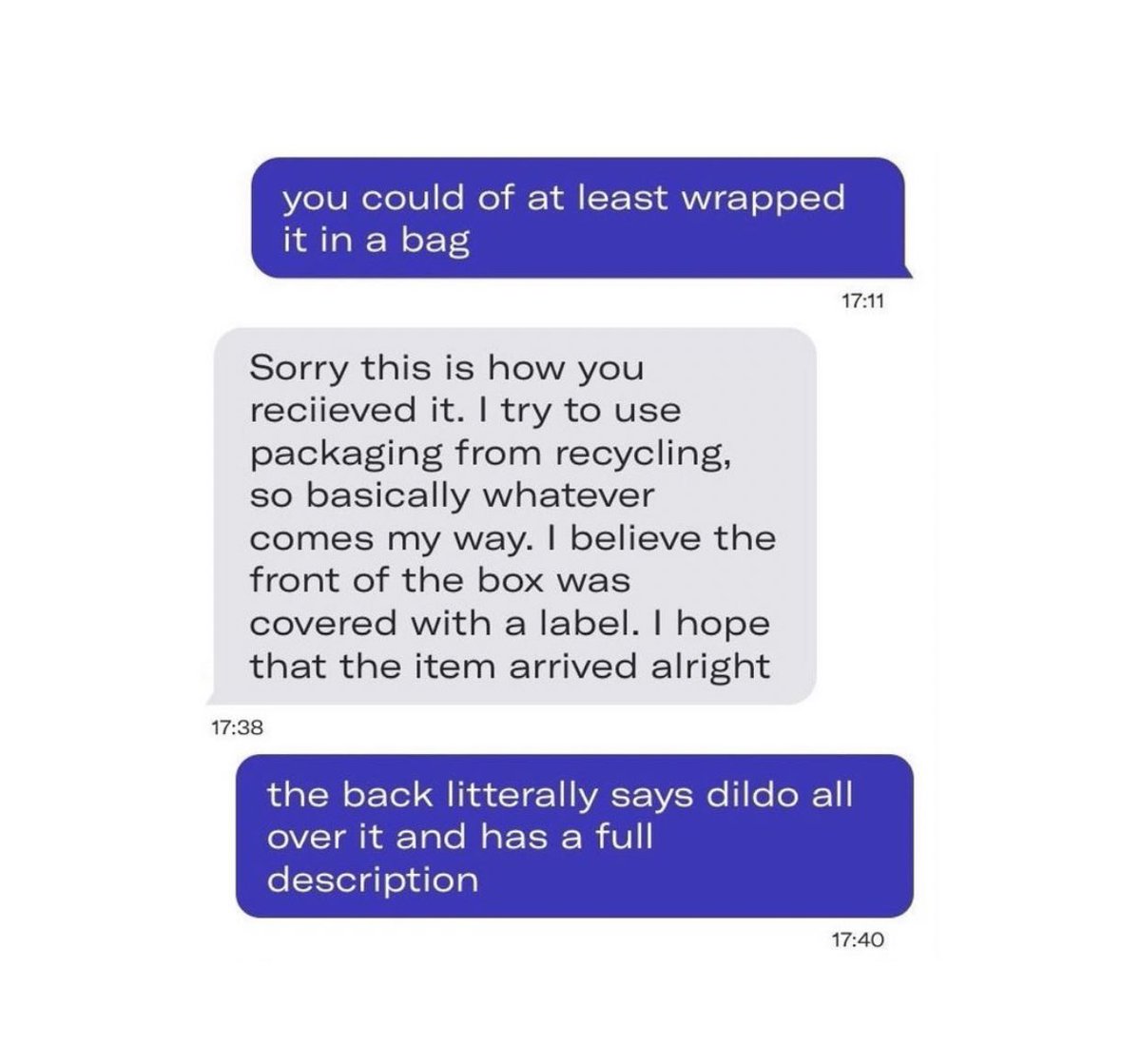 dmdramaa's tweet photo. someone sent off their depop item in a dildo box lol https://t.co/QthSsj2ze5