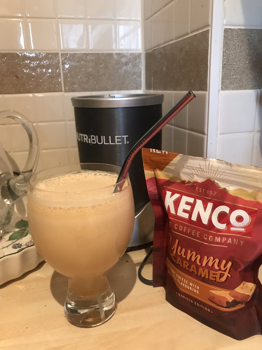 RandomFlopsy's tweet image. Still wfh. Who needs Starbucks when I’ve figured out homemade blended caramel iced coffee thanks to @NutriBulletUK and Kenco. #frappewin