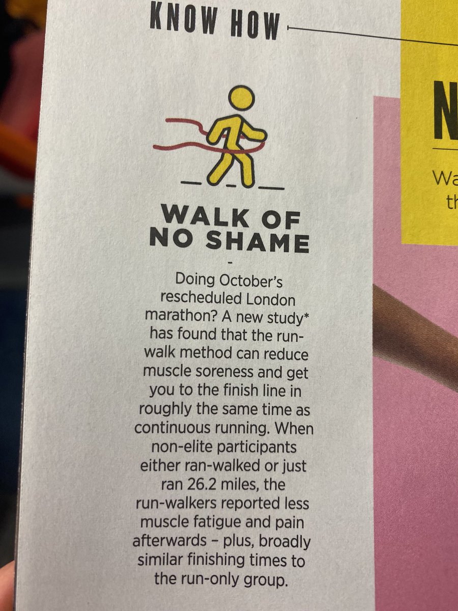 CStewart_CS's tweet photo. It’s not often that a @WomensHealthMag leaves me feeling reassured about my athleticism but I’ll 100% take this! Walk running sounds so much better than running. #londonmarathon #longestwaitever https://t.co/fVHBevsd0R
