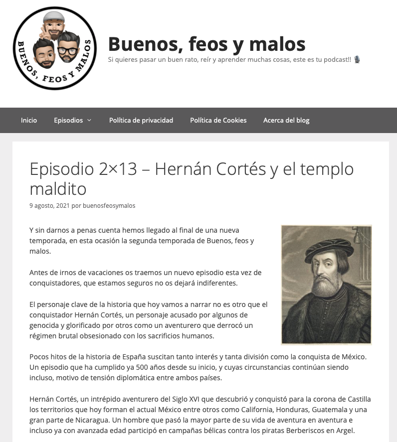 buenosfeosmalos's tweet photo. Episodio 2x13 - Hernán Cortés y el templo maldito https://t.co/FY1OBlH4DC #BFYM #Buenosfeosymalos #HernánCortés #Mexico  #Aztecas #Mayas #Conquista #Historia #SXVI #Castilla #Podcast #Malinche #JuandeGrijalva #Moctezuma #Cuauhtemoc #CarlosI #PedrodeAlvarado #Charlasconamigos https://t.co/VNFOuJL0gU
