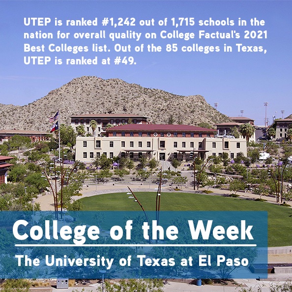 Happy Monday! Our college of the week is the University of Texas at El Paso. Out of the 85 colleges in Texas, UTEP is ranked at #49.
Virtual Tour: youtube.com/watch?v=3B6x2_…
.
.
.
#UTAVUB #veterans #veteransupport #college #collegeoftheweek #collegebound