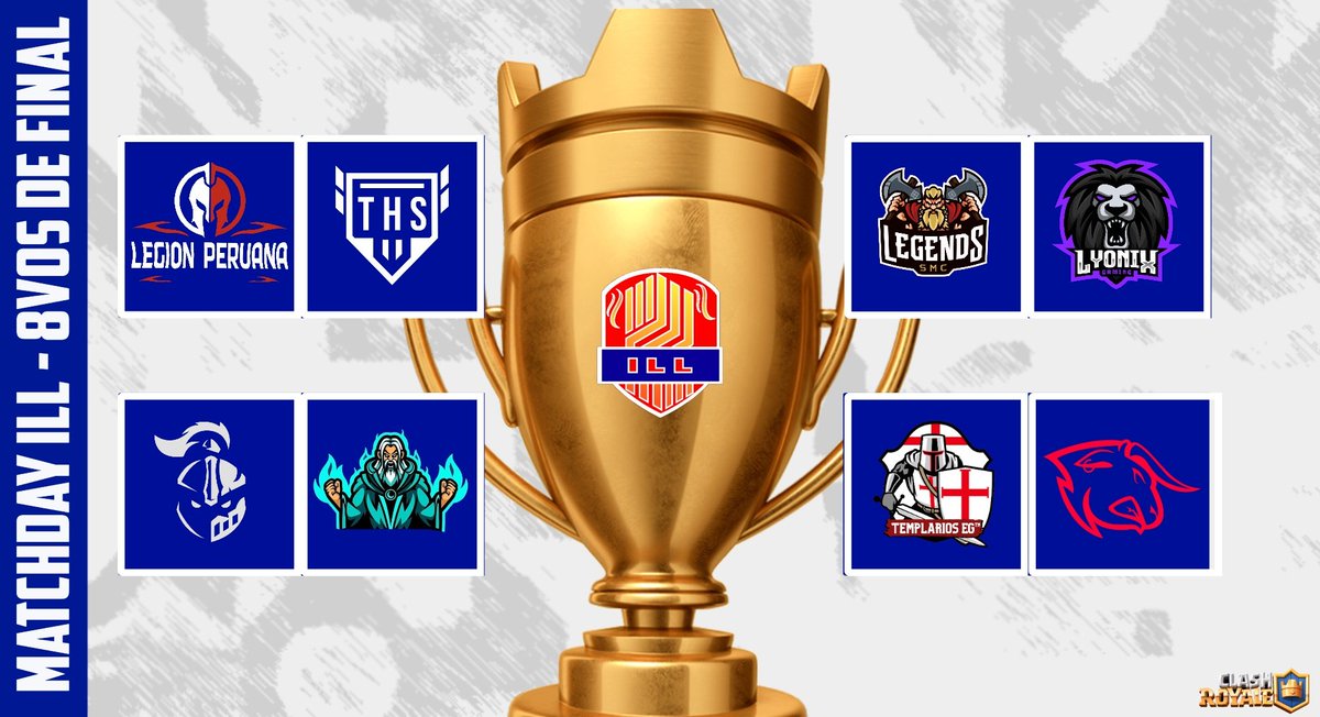 #CR | #PlayOffs

El día hoy empezamos octavos de final con estos grandes encuentros!🎙✨

<a href="/PeruanaLegion/">Legión Peruana</a>
🆚️ <a href="/TheHighSociet11/">The High Society</a>
🕛18:00🇲🇽

@RL_Latam 🆚️ @EGeSportsMx 
🕛19:00🇲🇽

@SmcLegends 🆚️ @LyonixGaming 
🕛20:00🇲🇽

<a href="/TemplariosEGS/">Templarios Esports</a> 🆚️ <a href="/BullStars_/">𝗕𝘂𝗹𝗹𝗦𝘁𝗮𝗿𝘀™</a> 
🕛21:00🇲🇽

#GoILL