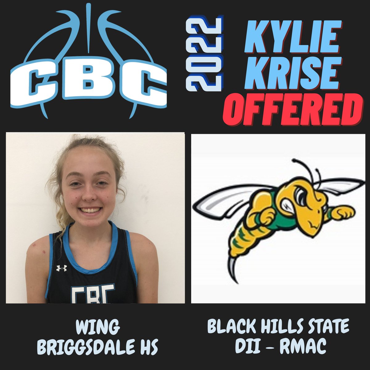 CBC-Colorado Basketball Club (@cbc_cobbclb) on Twitter photo Congratulations💥to Kylie Krise on her offer from Black Hills State University
2022 Wing #theCBCway
<a href="/Kylie_krise13/">Kylie Krise</a> l <a href="/BHSUWBB/">Black Hills State WBB</a> l <a href="/gobigblueBHS/">Briggsdale Sports</a> l
@GirlsUAA Congratulations💥to Kylie Krise on her offer from Black Hills State University
2022 Wing #theCBCway
<a href="/Kylie_krise13/">Kylie Krise</a> l <a href="/BHSUWBB/">Black Hills State WBB</a> l <a href="/gobigblueBHS/">Briggsdale Sports</a> l
@GirlsUAA