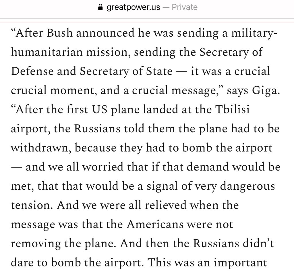 <a href="/MollyMcKew/">Molly McKew</a> <a href="/RenewGreatPower/">Great Power</a> Great excerpt here re the August 2008 Russian invasion of Georgia. This is the only form of diplomacy the Kremlin will respect. greatpower.us/p/the-august-w…