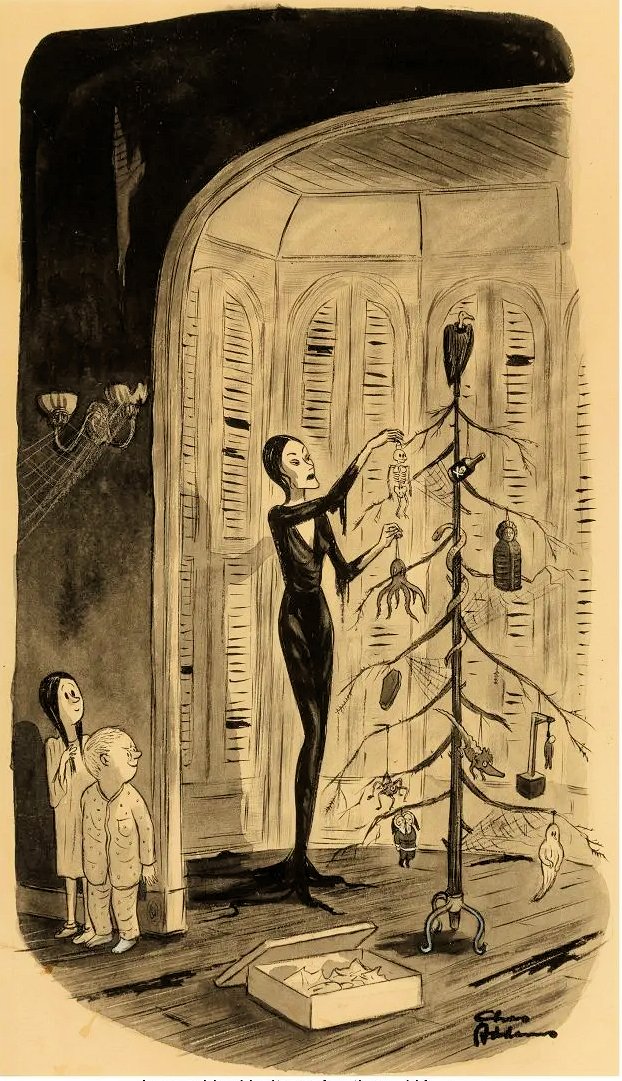 'The Addam's Family Christmas,' by Charles Addams, 1947 💀⚰️🦇 #CharlesAddams