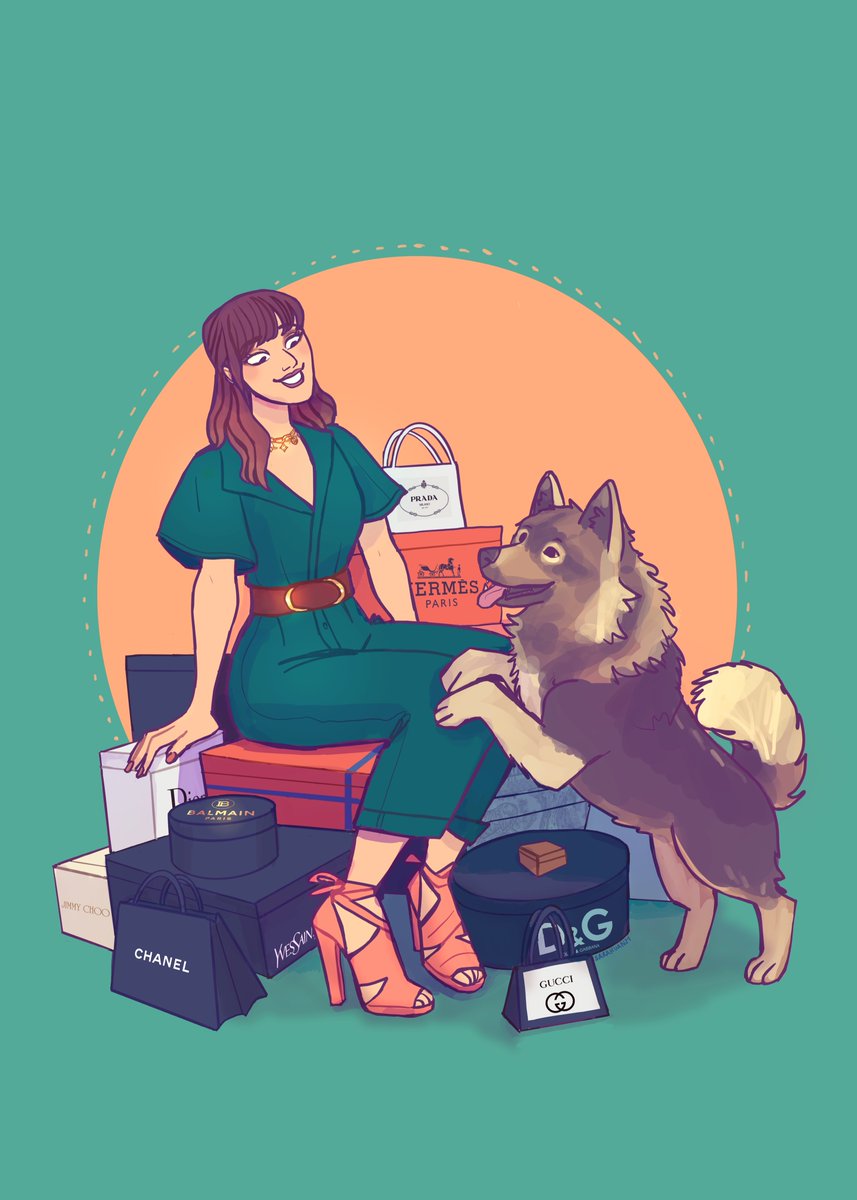 CandypepsIsland's tweet photo. My friend Elena and her dog Moka ๐ #celebratingfriends also Iโll open commissions slots in September, so if youโre interested watch this space ๐ https://t.co/21qulV4KPt