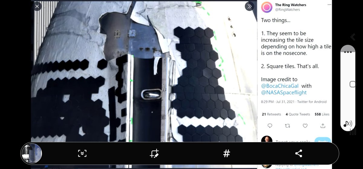Patrickheller79's tweet photo. @elonmusk holly shit what are you putting behind the tiles. O my lord you need a crash course in super high performance thermal materials. One of the first things I worked on in 1986 was the space shuttle flexible reusable system. ( the white on the shuttle) . https://t.co/TPzVbINoQR