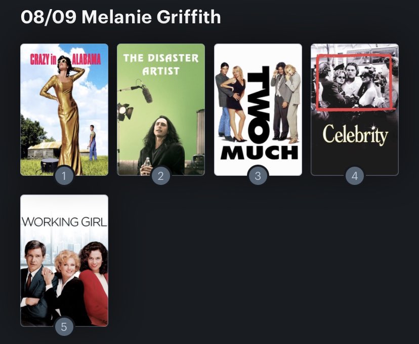 Hoy cumple años la actriz Melanie Griffith (64). Happy Birthday ! Aquí mi ranking: 