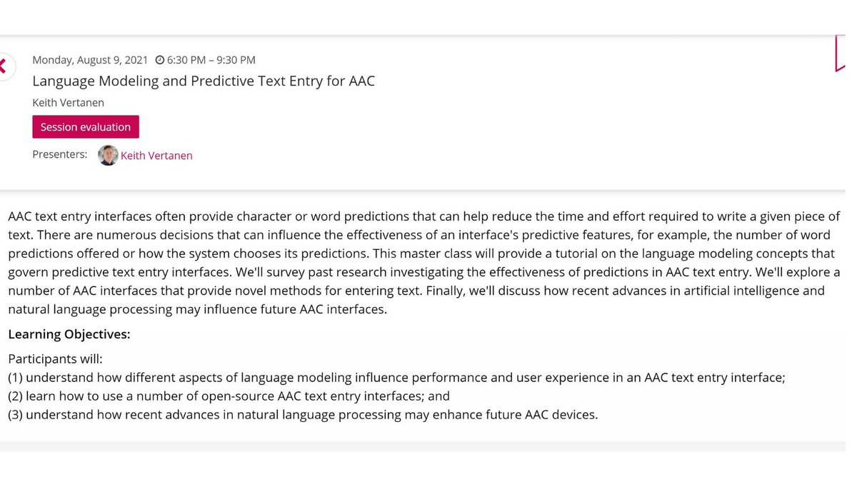 avazapp's tweet image. Very interesting and thorough master class on predictive text entry for AAC.
Avaz keyboard makes use of some of the exciting ideas and we will be working on improving it even further
 #ISAACConnect #avazapp #augcomm