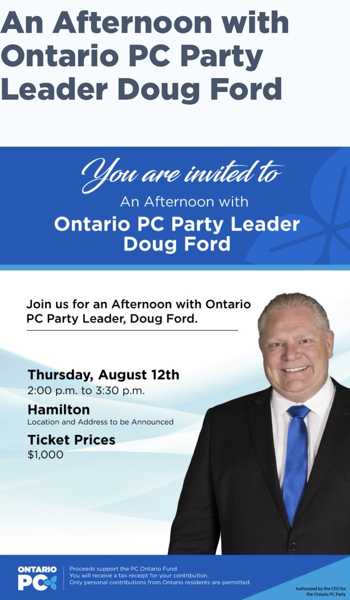 lindahaslett's tweet photo. @fordnation refuses to address the concerns of Ontarians BUT if you have $1000, ask away! #FordthWave #FordfailedOntario #voteh https://t.co/0vSkMZijjH
