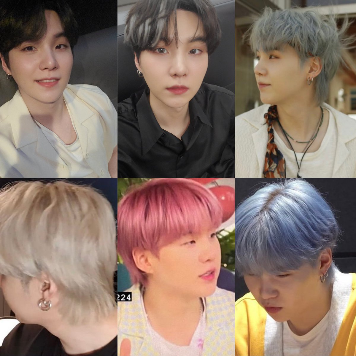 sugatistic's tweet photo. the amount of hair colours Yoongi has been giving….. https://t.co/I27WDaBItT