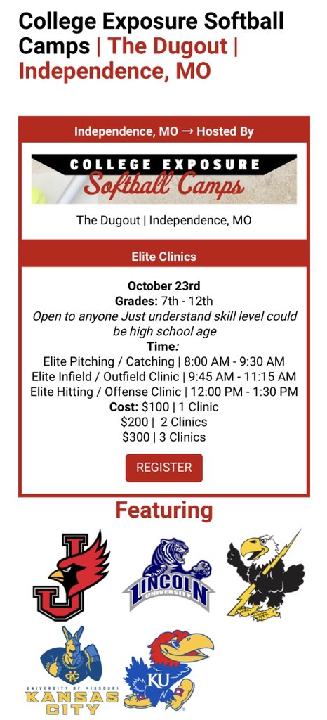 College Exposure Softball Camps tweet media