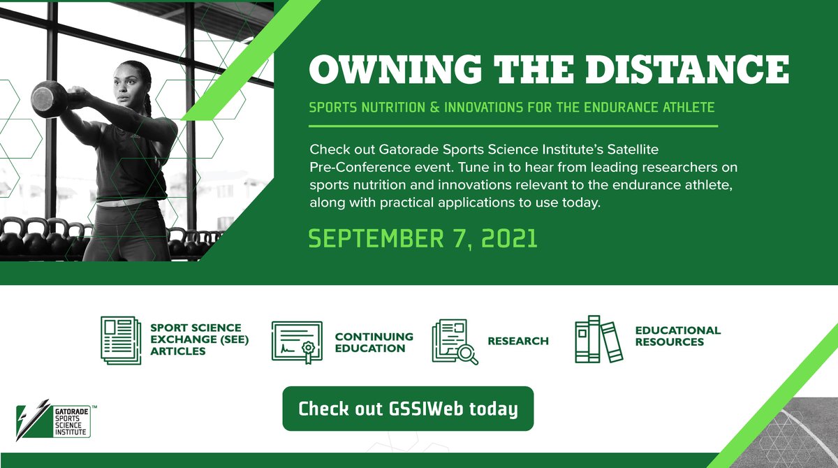 Join us on 7 September for this year’s GSSI Satellite Pre-Conference event at ECSS. Programming will cover proper nutrition &amp; innovations for the endurance athlete &amp; conclude with a roundtable discussion you won’t want to miss. Learn more &amp; register here: bit.ly/2Vyjr9v.