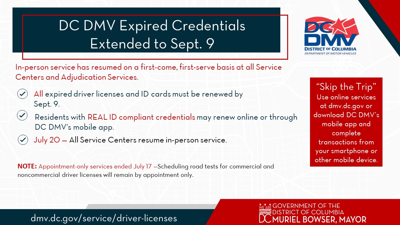 DC DMV on Twitter "Residents now have until September 9, 2021 to renew